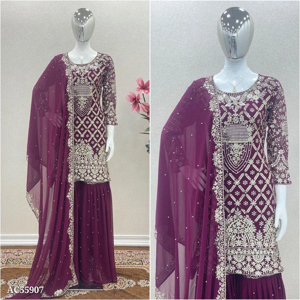 Beautiful Kurta Sharara Set - Xl, Ripe Plum