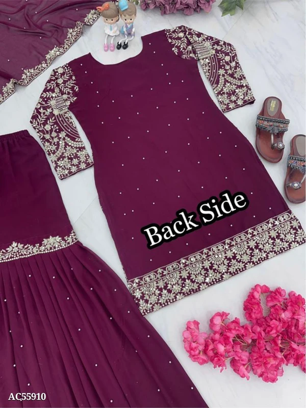 Beautiful Kurta Sharara Set - Xl, Ripe Plum