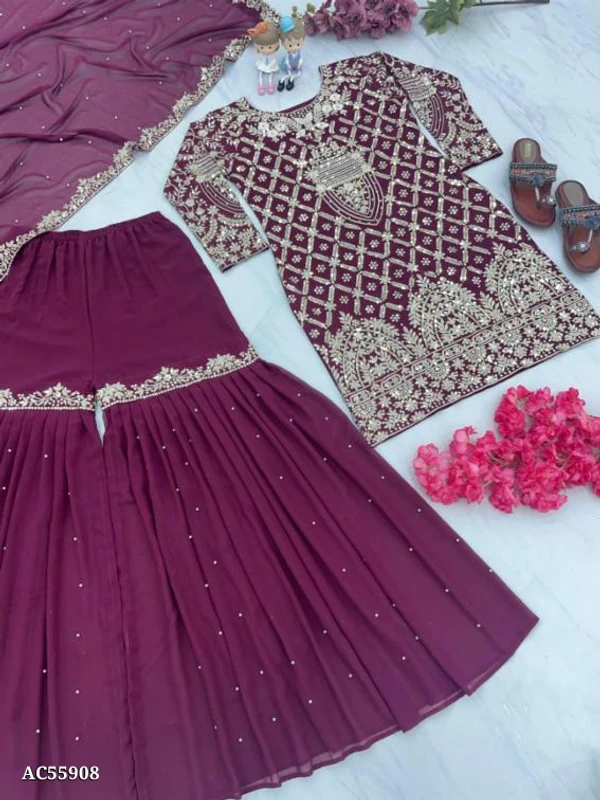 Beautiful Kurta Sharara Set - Xl, Ripe Plum