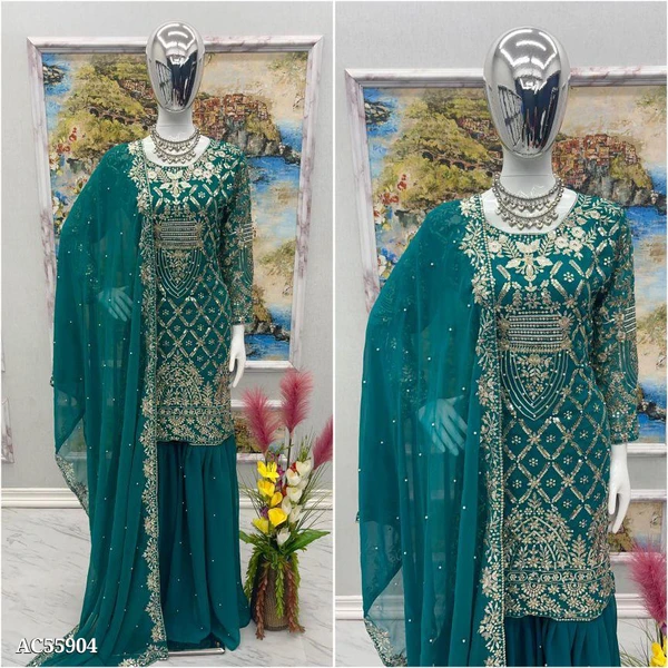 Beautiful Kurta Sharara Set - Xxl, Teal