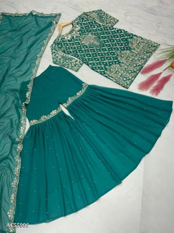 Beautiful Kurta Sharara Set - Xxl, Teal