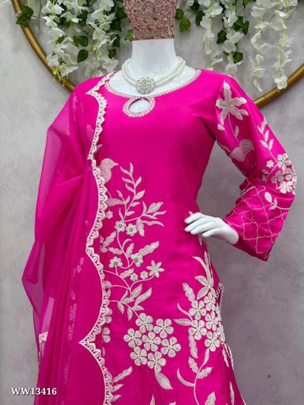 Patiyala Suit Threads Embroidery Sequence Work  - M