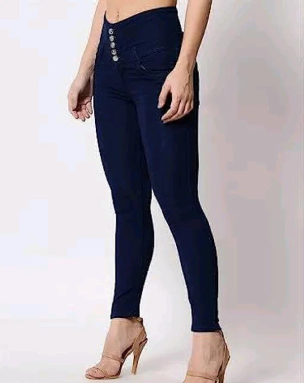 Girls High Waist Jeans  - Navy Blue, 26