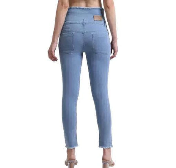 Girls High Waist Jeans  - sky blue, 26