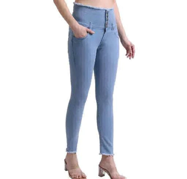 Girls High Waist Jeans  - sky blue, 32