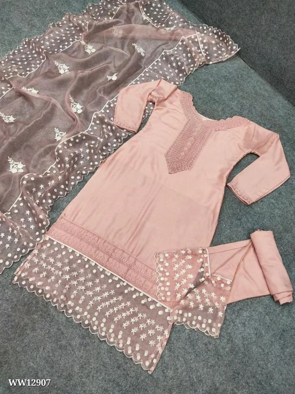 Beautiful Festival Wear Dupatta Set - Pink Lace, M