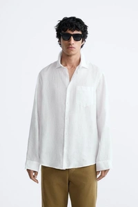 100% WHITE LINEN SHIRT - S