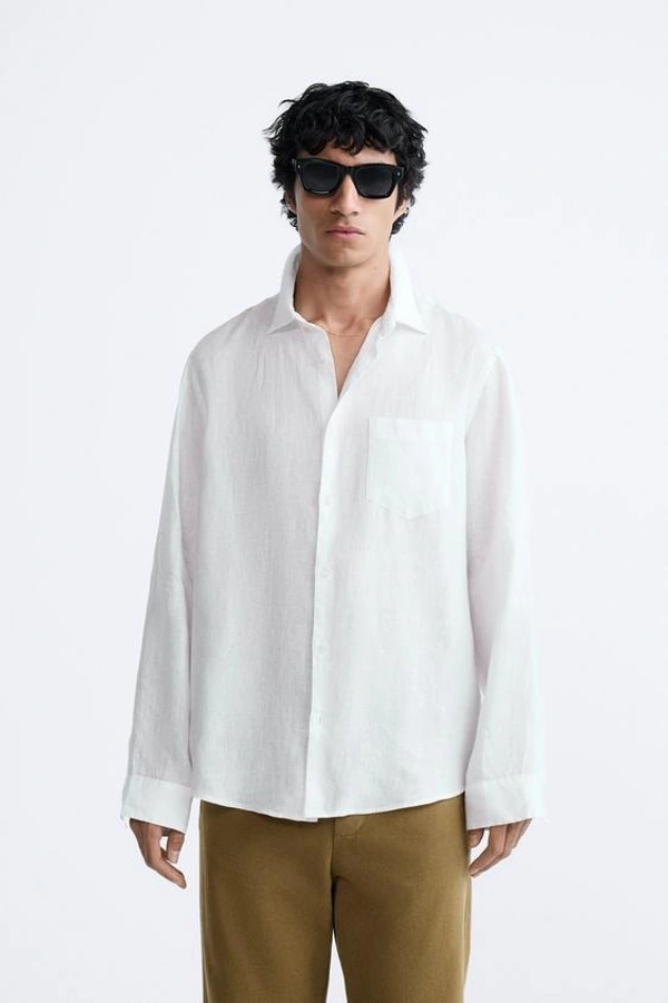 100% WHITE LINEN SHIRT - S