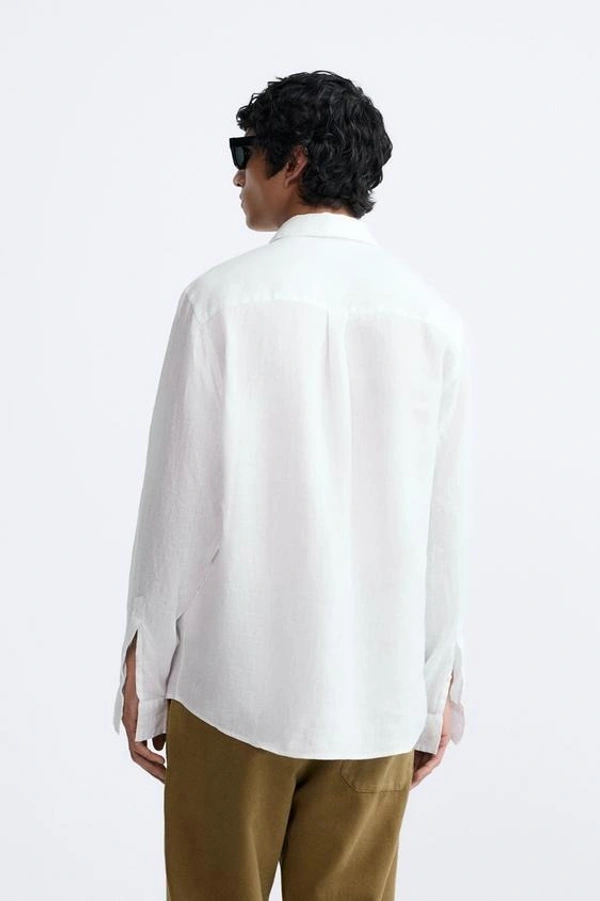 100% WHITE LINEN SHIRT - S