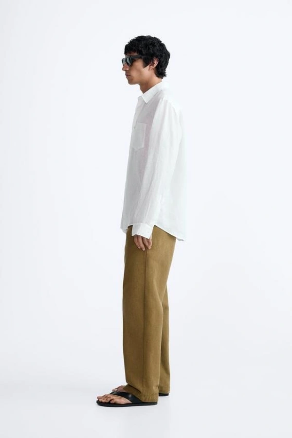 100% WHITE LINEN SHIRT - S