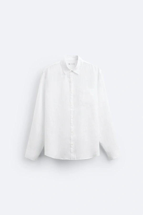 100% WHITE LINEN SHIRT - S