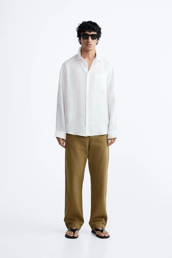 100% WHITE LINEN SHIRT - S
