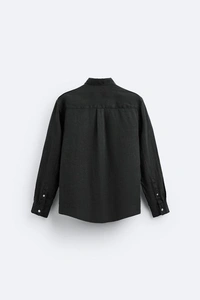 100% BLACK LINEN SHIRT - S