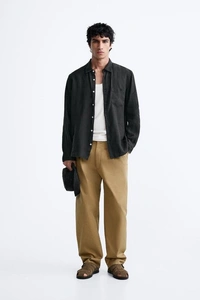 100% BLACK LINEN SHIRT - S