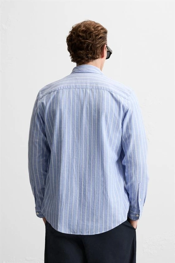 STRIPED COTTON - LINEN SHIRT - s