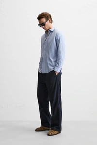 STRIPED COTTON - LINEN SHIRT - s