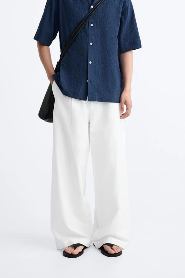 WIDE-FIT PLEATED TROUSERS - 28, White