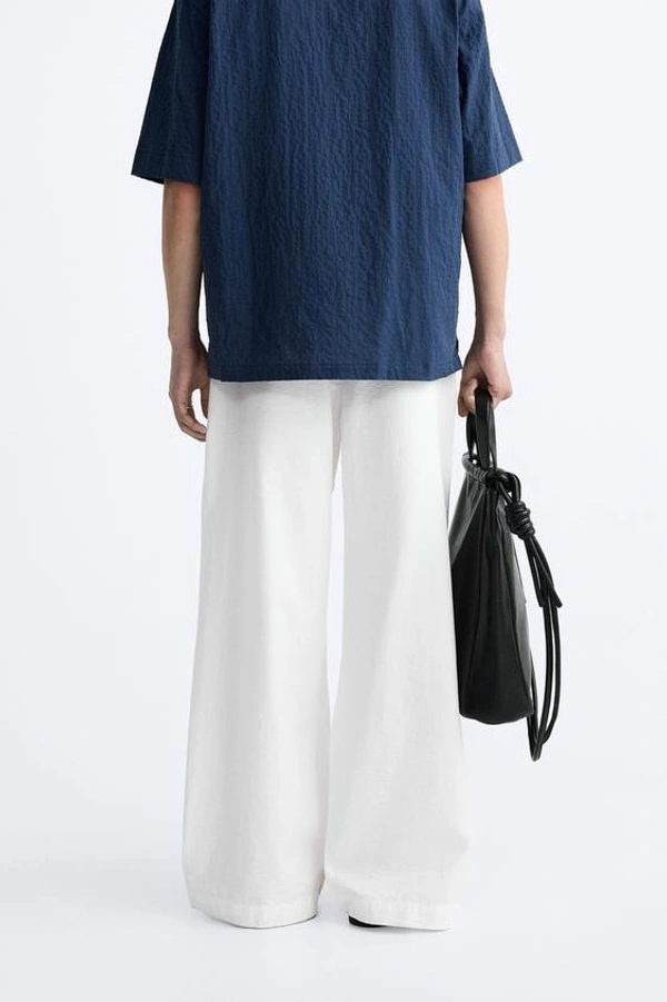 WIDE-FIT PLEATED TROUSERS - 28, White