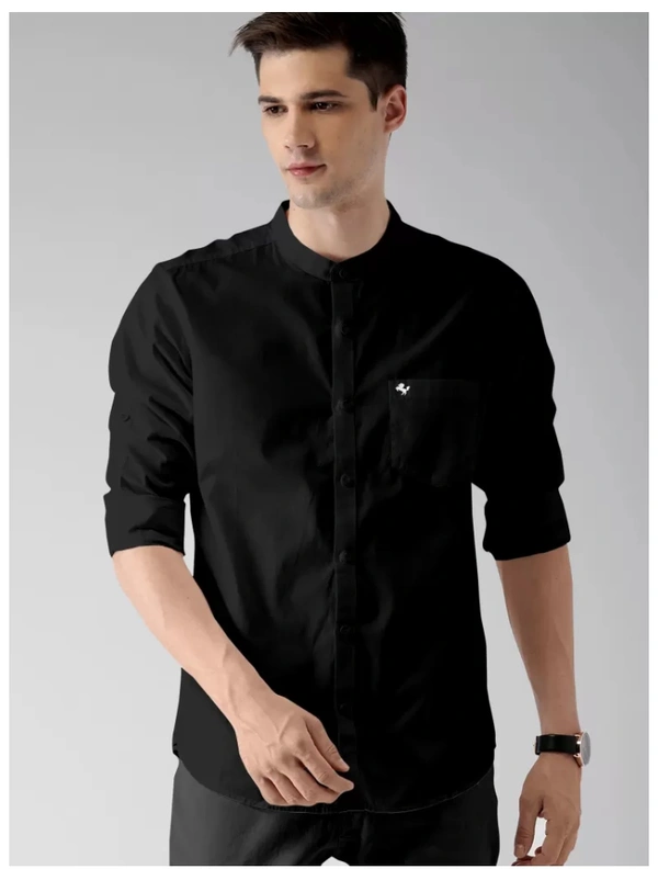 Man Casual Shirt Black  - Black, XXL