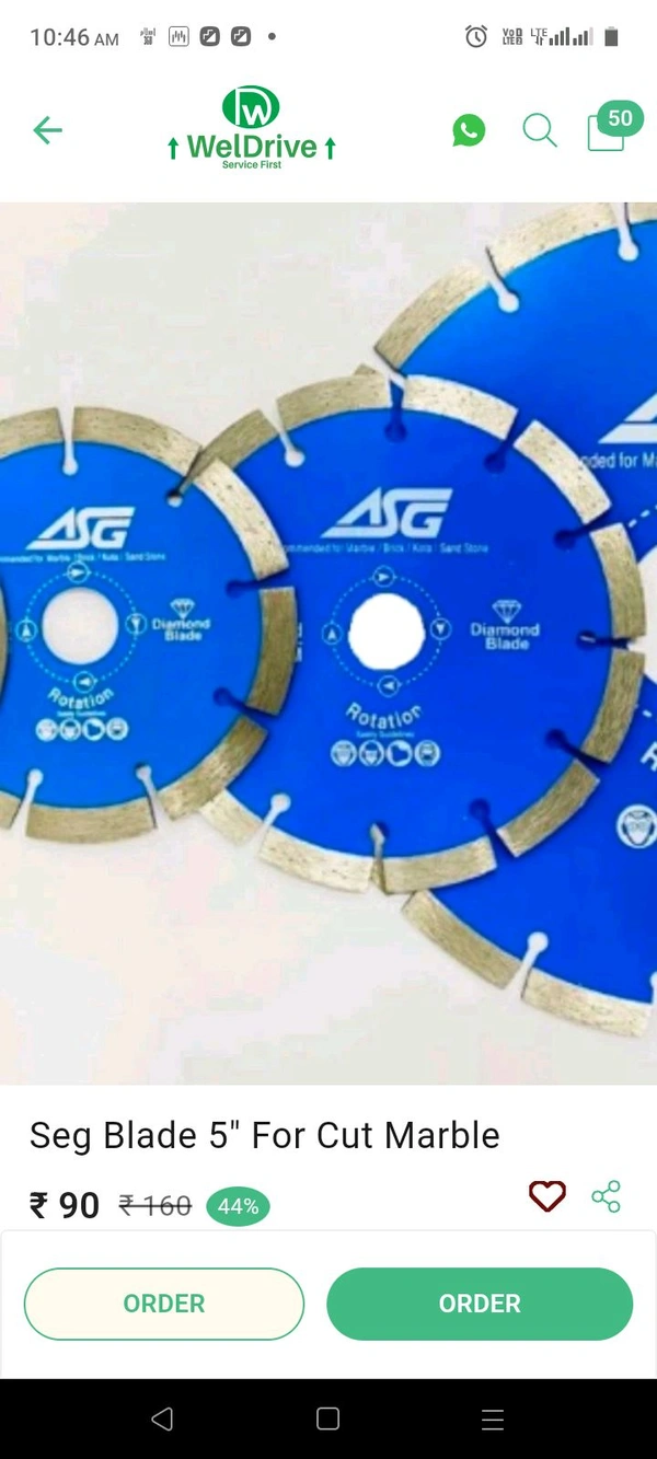 BL5A Sow Blade Blue 5" For Cut Marble Rbl