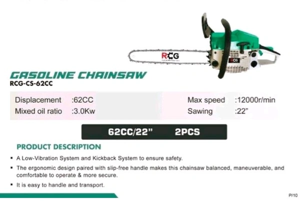 Gasoline Chain Saw 62cc-22