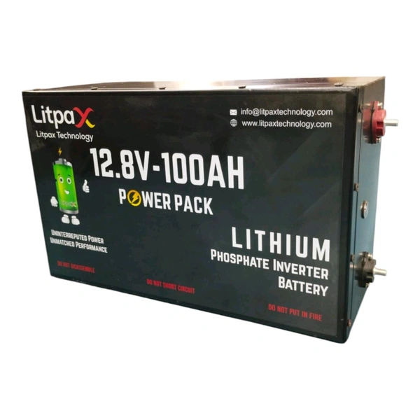 Litpax 12.8V 100Ah Lithium Phosphate Battery with Smart BMS Mobile app and 5 Years Warranty