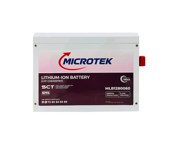 Microtek 12.8V 100AH 1280Wh Lithium PO4 Battery 5 Years Warranty