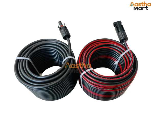 Microtek 4 sq.mm Solar DC Cable XLPO TUV Protected with 1 Pair MC4 Connector - 20 Meter (10 Red + 10 Black)