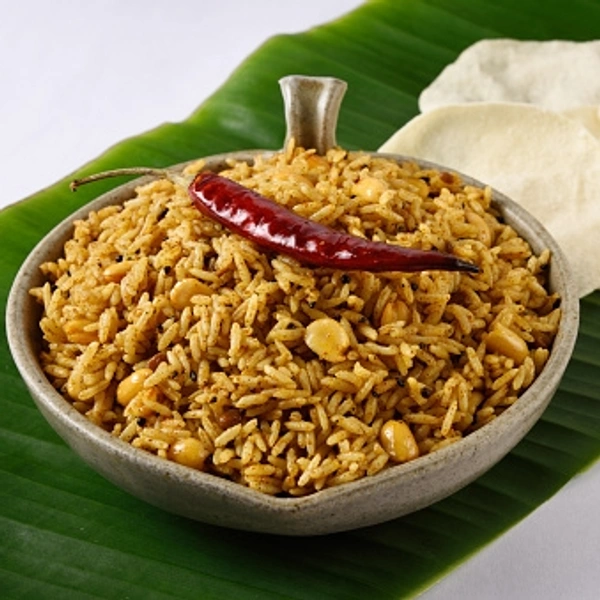 Tamarind Rice (Puliyogara) With Aloo Sabji 