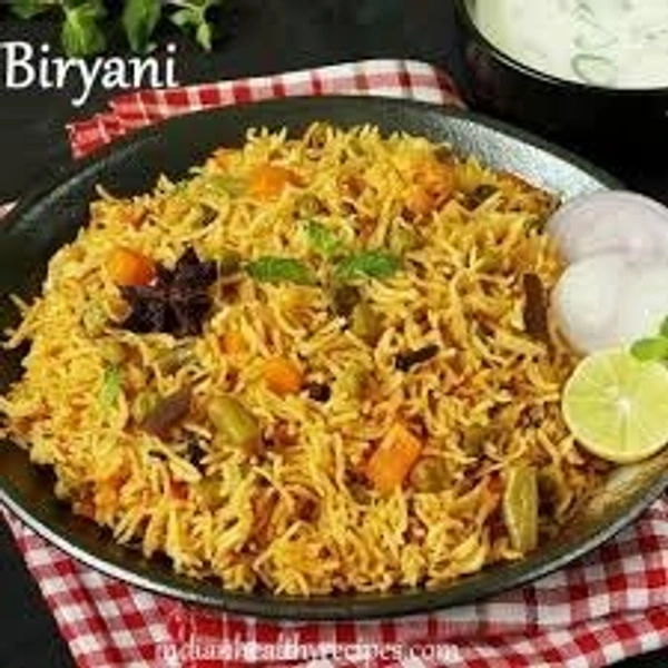 Veg Biryani (Basmati Rice) With Raita
