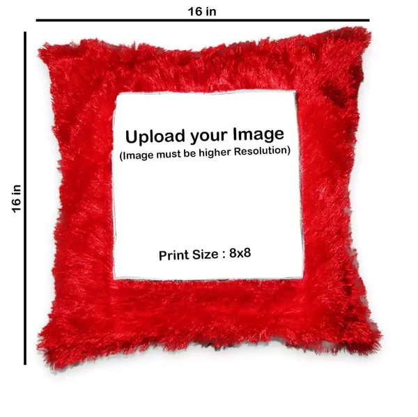 Fur Square Cushion | 16x16 - 16x16, Red