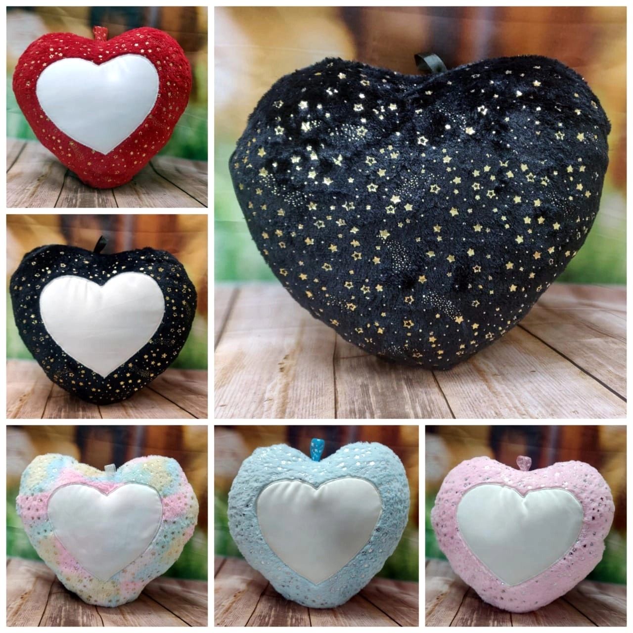 Glitter Stars Velvet Custom Cushion | Heart Shape