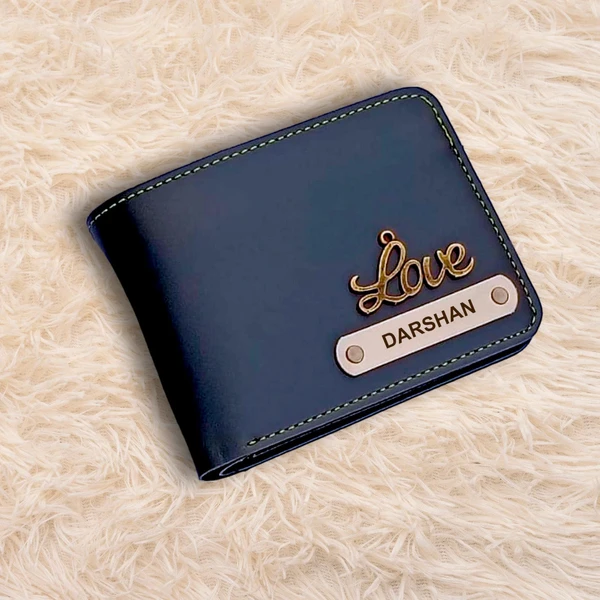 Customiaed Gents Wallet With Lucky Charm - Navy Blue