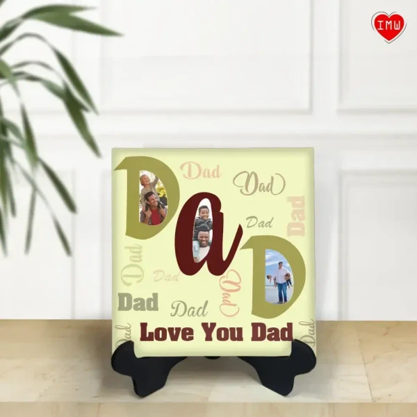 Itsmyway Personalised Ceramic Tile For Dad | Home Decor | Desktop Frame - 4 x 4 in.