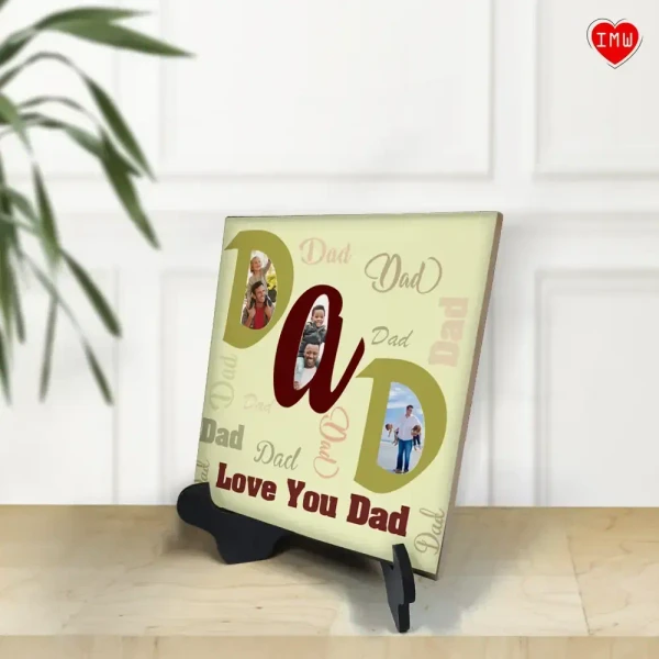 Itsmyway Personalised Ceramic Tile For Dad | Home Decor | Desktop Frame - 4 x 4 in.