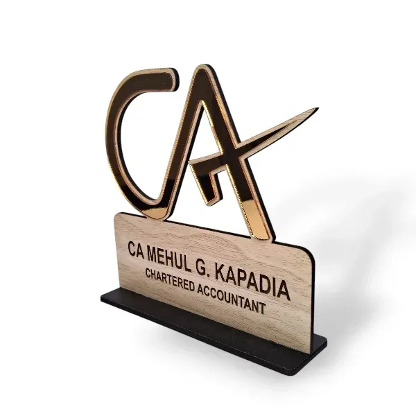 Itsmyway Gift MDF Office Desk Name Plate for Chartered Accountant | Customised Laser Engrave Name | 6x6 in
