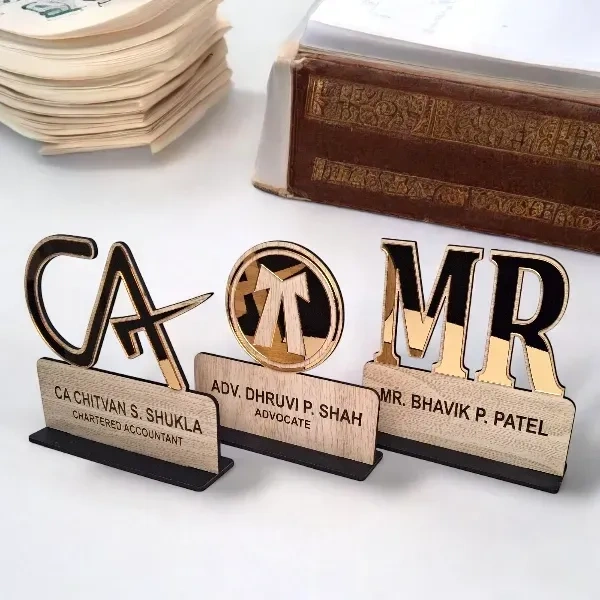 Itsmyway Gift MDF Office Desk Name Plate for Chartered Accountant | Customised Laser Engrave Name | 6x6 in