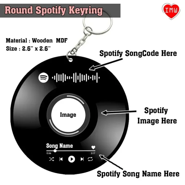 Itsmyway Customised MDF Spotify Music Keychain with Photo and scanable Spotify Code