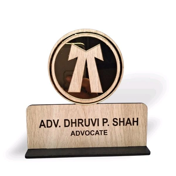 Itsmyway Gift MDF Office Desk Name Plate for Advocate | Customised Laser Engrave Name | 6x6 in