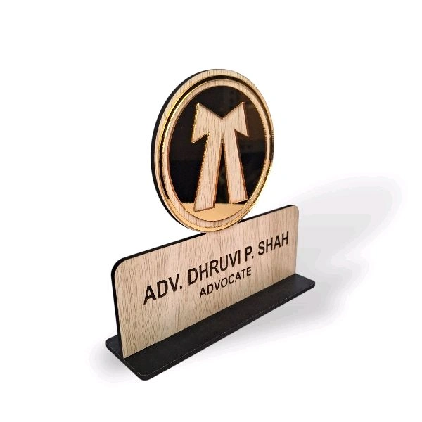 Itsmyway Gift MDF Office Desk Name Plate for Advocate | Customised Laser Engrave Name | 6x6 in