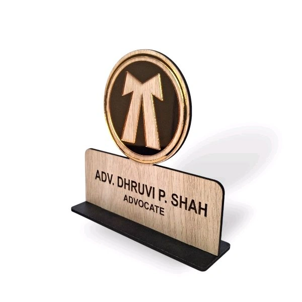 Itsmyway Gift MDF Office Desk Name Plate for Advocate | Customised Laser Engrave Name | 6x6 in