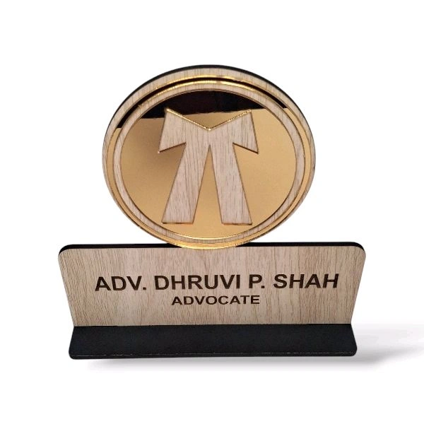 Itsmyway Gift MDF Office Desk Name Plate for Advocate | Customised Laser Engrave Name | 6x6 in