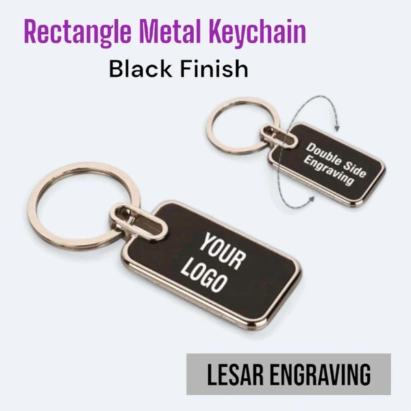 Itsmyway Gift Metal Rectangle Keychain With Custom Name, Black Finish, Laser Engrave