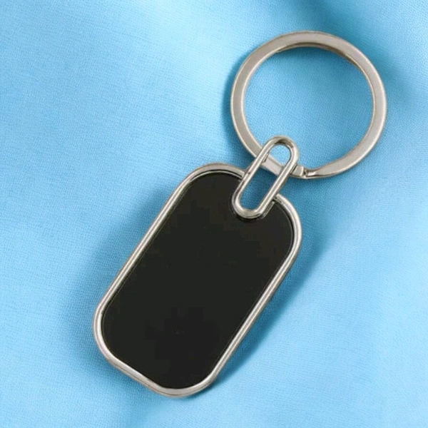 Itsmyway Gift Metal Rectangle Keychain With Custom Name, Black Finish, Laser Engrave