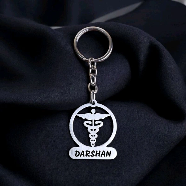 Itsmyway Gift Doctor Personalized Keychain - Stainless Steel Customizable Engraved Key Ring with Names - Best Gift For Doctor (3.5 cm x 4.5 cm, Silver Color)