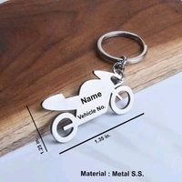 Itsmyway Gift Bike Customised Keychain - Silver Colour - Personalise Name & Vehcle Number Laser Engraved