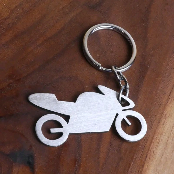 Itsmyway Gift Bike Customised Keychain - Silver Colour - Personalise Name & Vehcle Number Laser Engraved