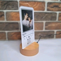 Itsmyway Gift Desktop Led Night Lamp With Customise Photo and Spotify Code, Made with Acrylic, Wooden Base Warm Light