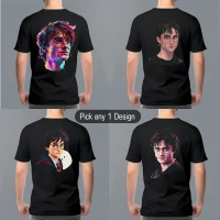 Itsmyway Harry Potter Vector Face Collection Exclusive Black Cotton T-shirt | 4 Designs - L