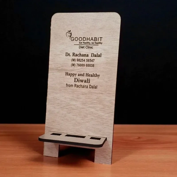 Itsmyway Gift Premium MDF Wooden Mobile Stand Tabletop Portable Mobile Holder